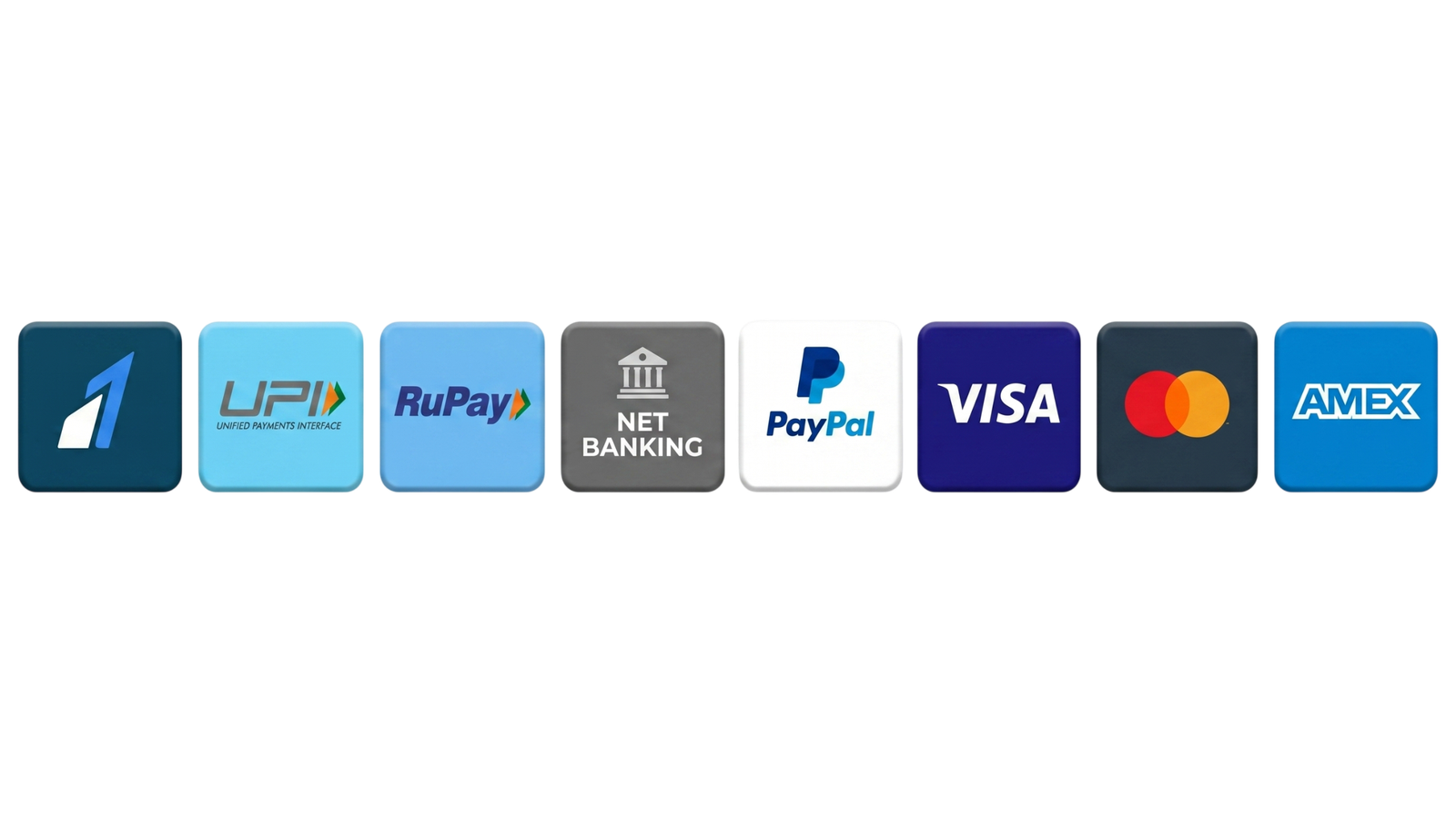 Secure payment options accepted by trusted astrologer Rohitash Bansal including Razorpay, UPI, RuPay, Net Banking, PayPal, Visa, Mastercard, and American Express
